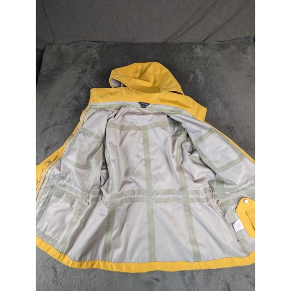 Lands' End Women's Yellow Hooded Rain Jacket Parka Size 10-12 Waterproof Shell - Picture 5 of 12
